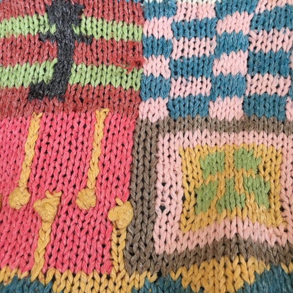 Vintage 80’s multi-colour Hand Knit Sweater XL - Picture 7 of 8